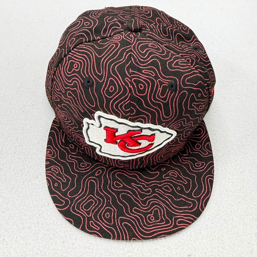 New Era 7 5/8 Hat Mens Black Red Kansas City Chiefs Topo 59FIFTY Fitted Cap